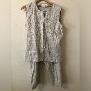 VTG CDG Womens Avant Garde Vest & Pants Suit in Tan & Cream - Size Large/8